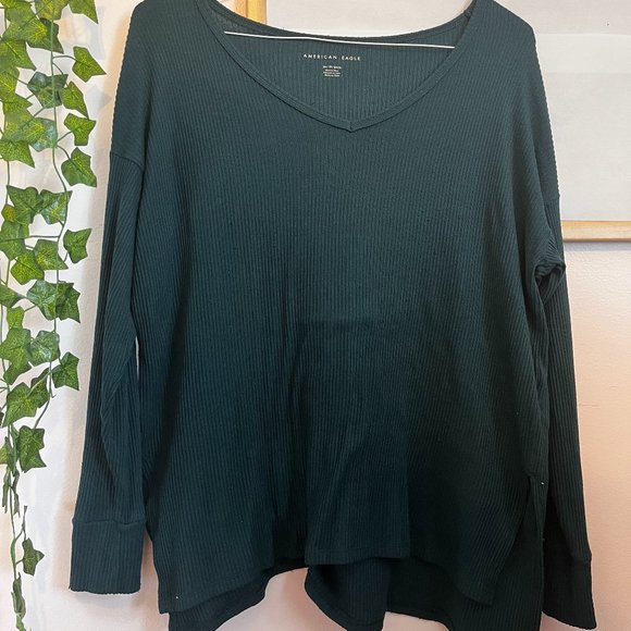 American Eagle Long Thin Green Knit Sweater, women's size XS - Picture 3 of 11